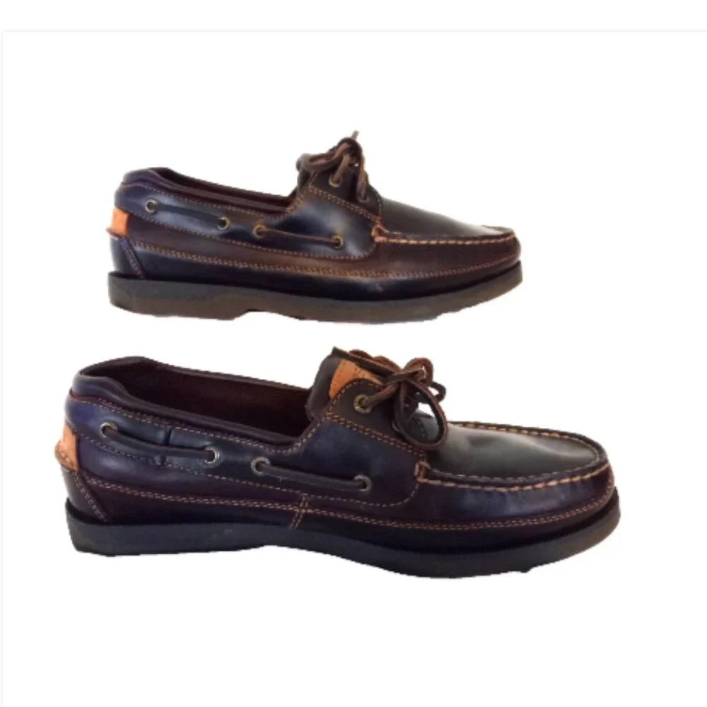Sperry Top-Sider Men’s 10 Amaretto Leather 2-Eye Boat Shoes Canoe Moc 0764027W